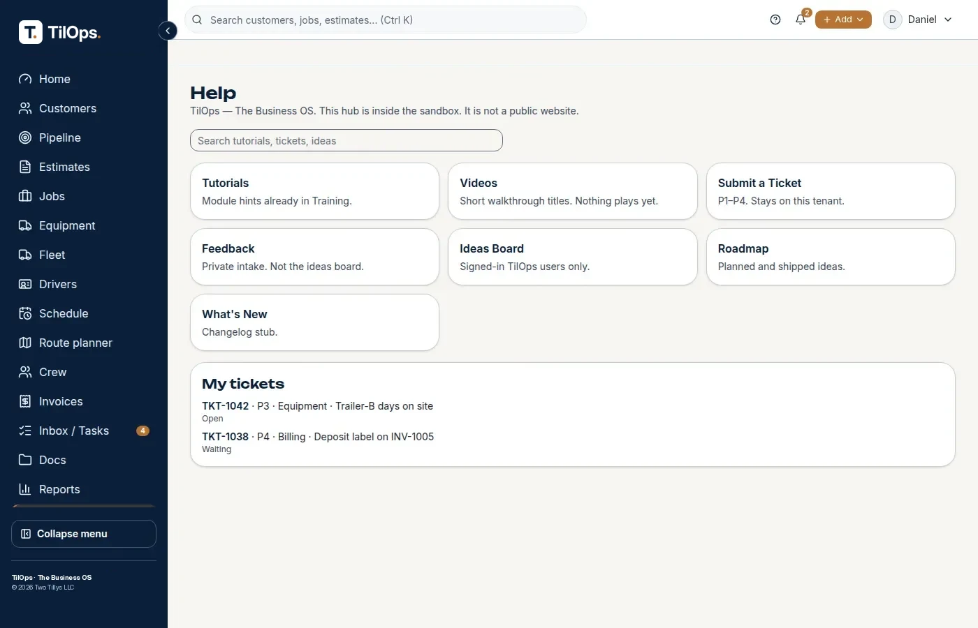 In-app help hub