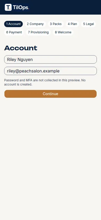 Sign-up wizard on a phone